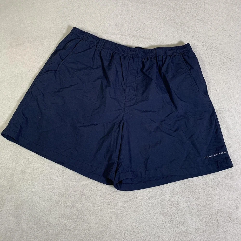Columbia Swim Trunks Mens XL Blue PFG Omni-Shade Mesh Lined Fishing Beach Shorts